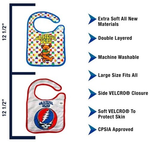 Grateful Dead - Daphyl's - Grateful Dead - Soft Bibs 2-Pack DAPGDB2PK [New ] Bab