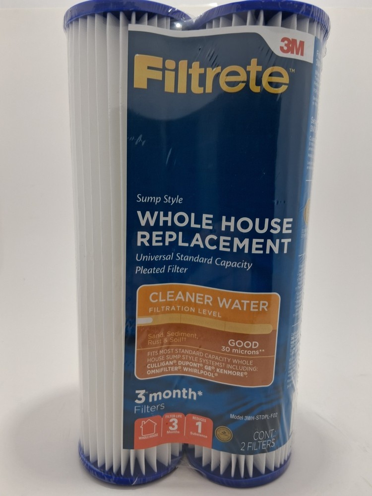 2 Pack 3M Filtrete 3WH-STDPL-F02 Whole House  Water Filter Replace 3WH-STD-SO1.
