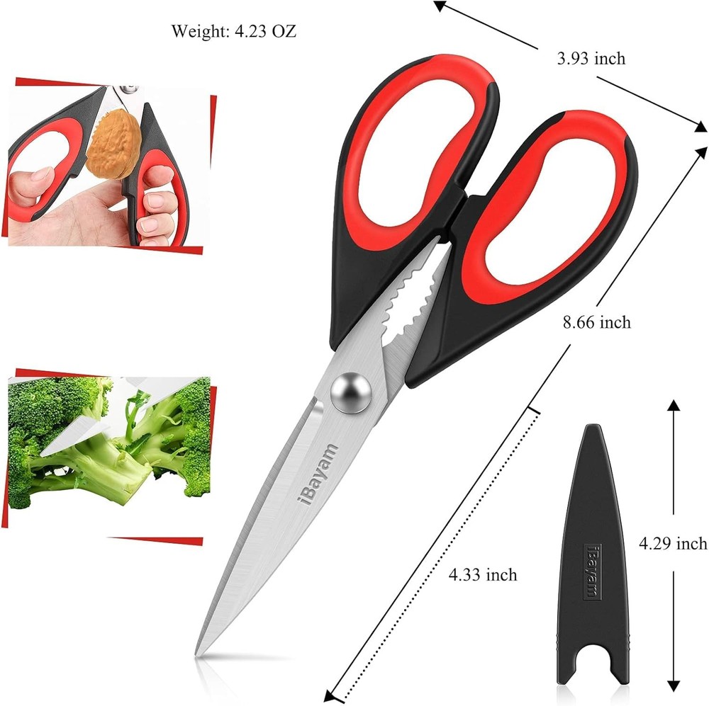3-Pack 8.5"Kitchen Scissors All Purpose Heavy Duty with Protective Sheath, So...
