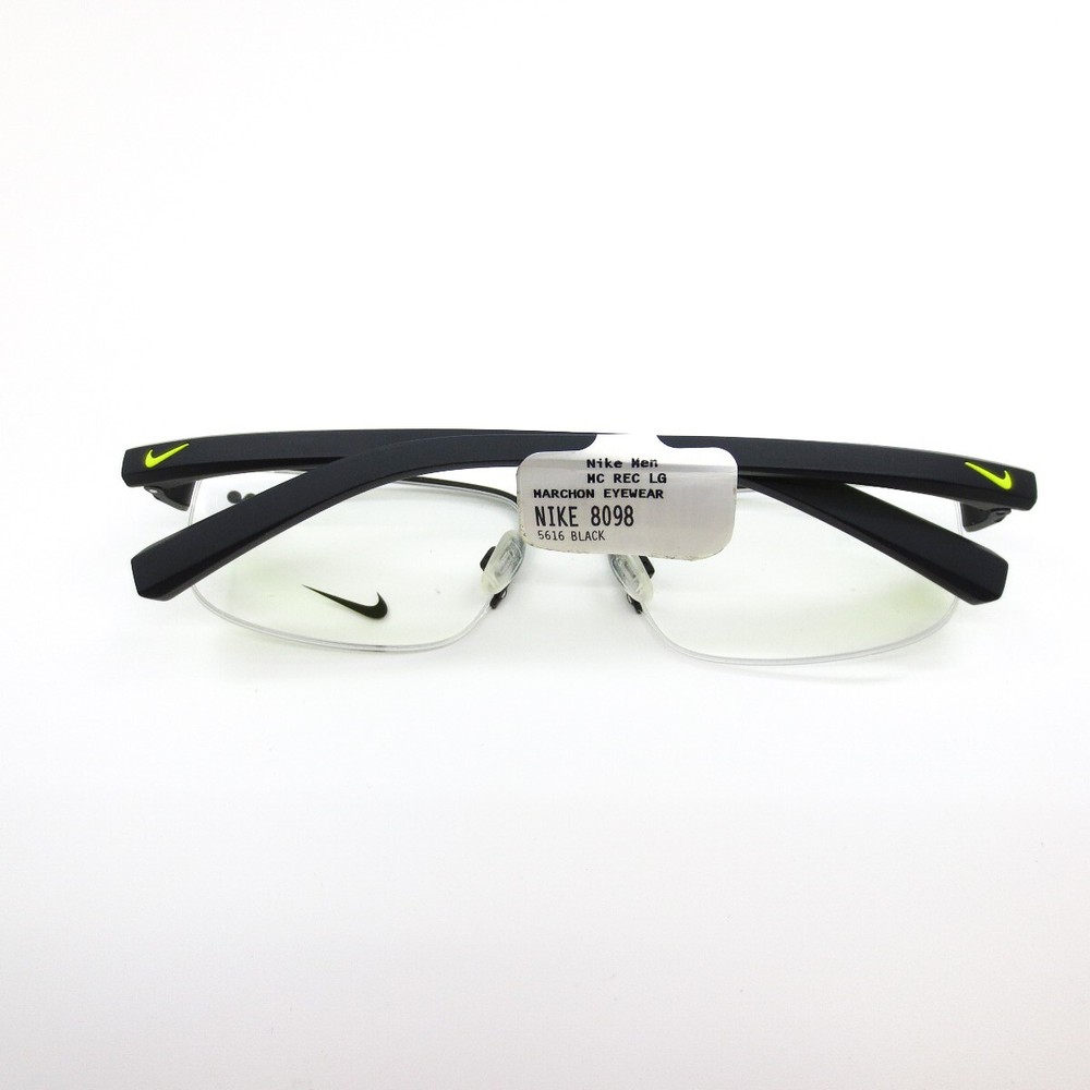 Nike Eyeglasses Frames 8098 015 Black Yellow Rectangular Half Rim 56-16-140
