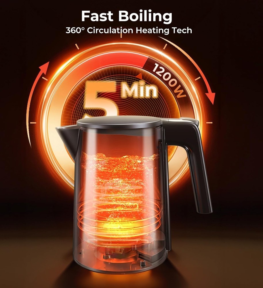 Electric Kettle 1.0L | 7 Temp Control, Cool Touch, Keep Warm, Auto Shut-Off