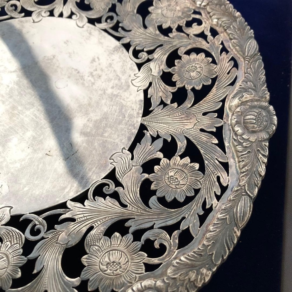 Mappin & Webb Solid Silver Pierced & Carved Comport Dish