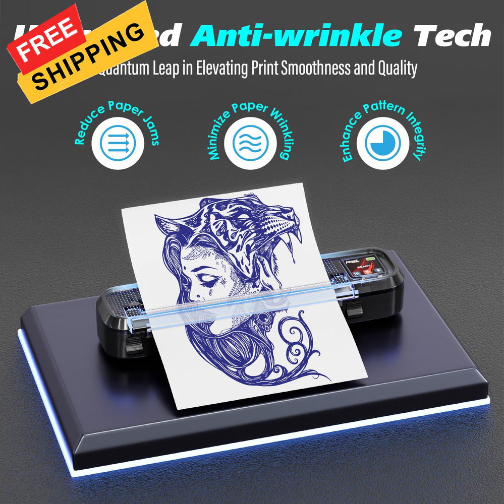 Neebol Tattoo Stencil Printer with LED Screen, Wireless Black