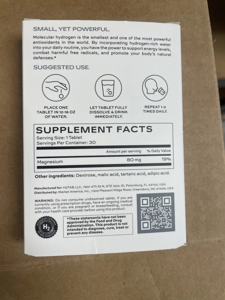 H2TAB Hydrogen Water Tablets 30 Pack