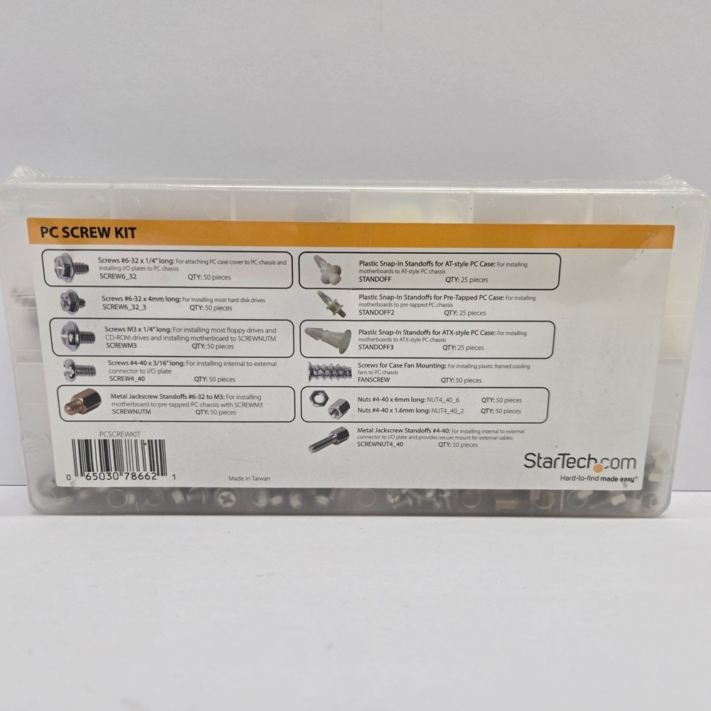StarTech PCSCREWKIT Deluxe Assorted PC Screw Nuts Standoffs Kit w/12 Div Case