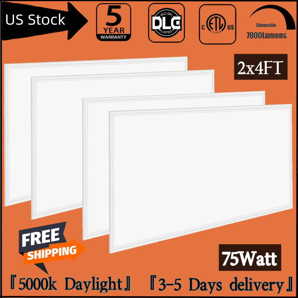 4-100Pack 4x2 FT LED Light Flat Panel, 75W Dimmable Recessed Drop Ceiling Lights