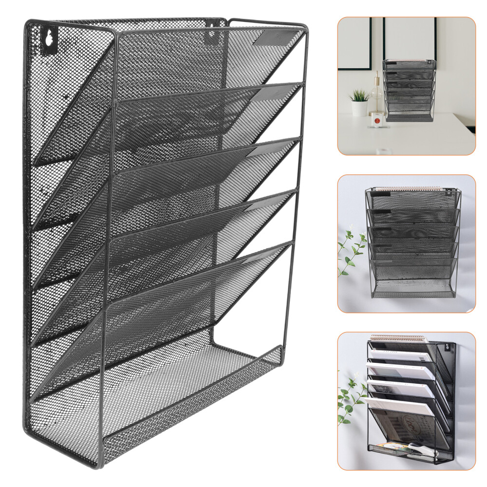 Wall-mounted File Storage Rack Multi-layer Document Organizer Metal Magazine