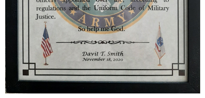 MC-NICE: ARMY Oath of Enlistment Certificate Name & Date PERSONALIZED