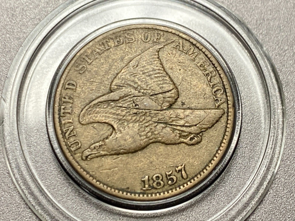 1857 1C Flying Eagle Cent Nice Details One Cent Coin