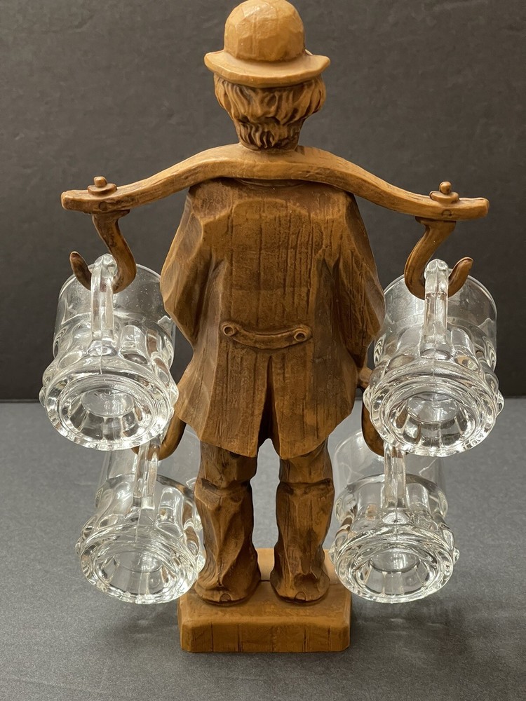 Really Cool! Drunken Man Bar Caddy with 4 Shot Glasses