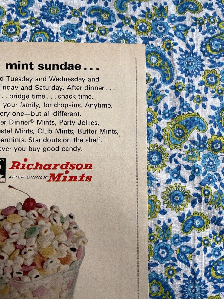 Vintage 1969 Richardson Mints Print Ad After Dinner Mints