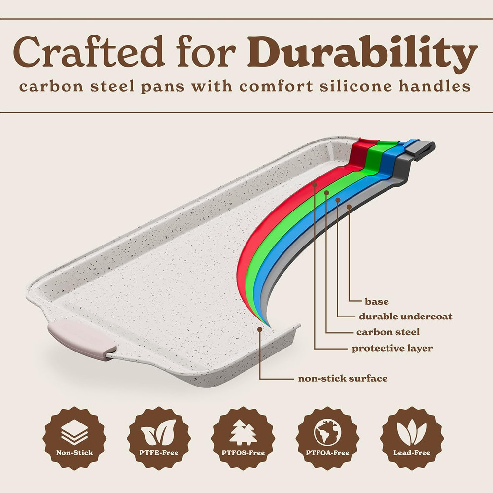 Nonstick Stackable Bakeware Set - Heavy Duty, Durable, Easy Release Baking Set,