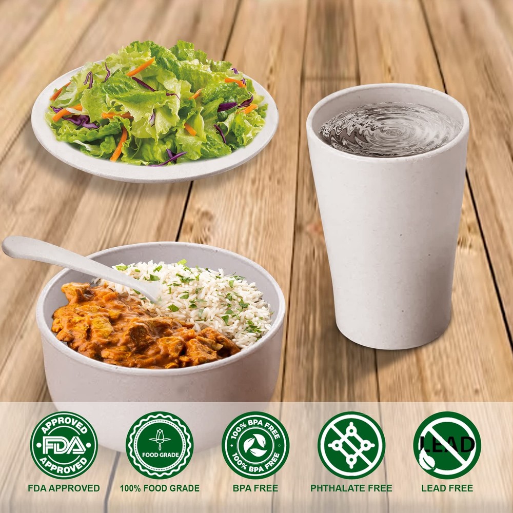GREENSTERRA Eco-friendly Wheat Straw Dinnerware Set - Reusable and Durable Wheat