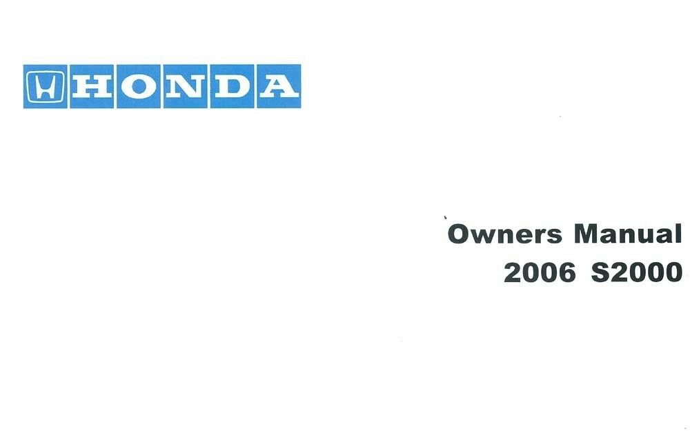 2006 Honda S2000 Owner's Manual
