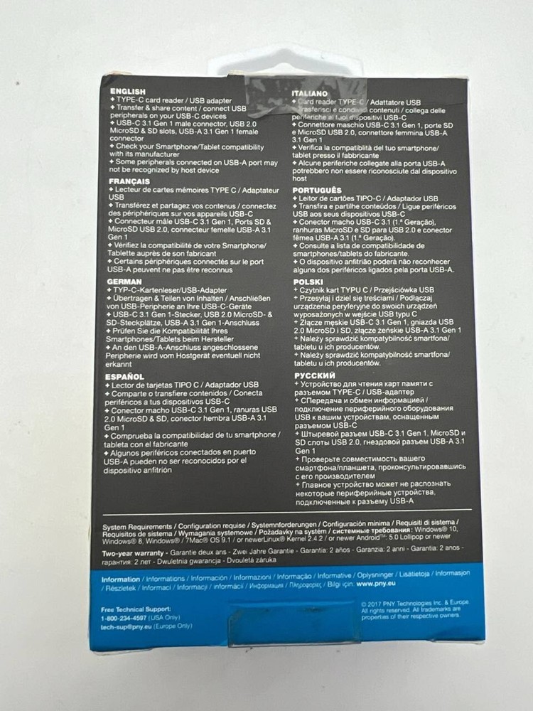 PNY USB-C Micro SD Card Reader Adapter High Speed Universal Compatibility OTG