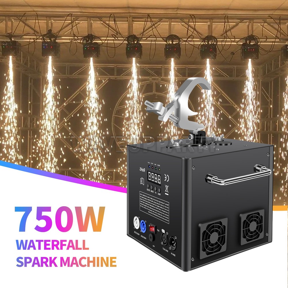 PAIDUN 750W Waterfall Cold Spark Machine DMX Remote Control Firework Show Effect