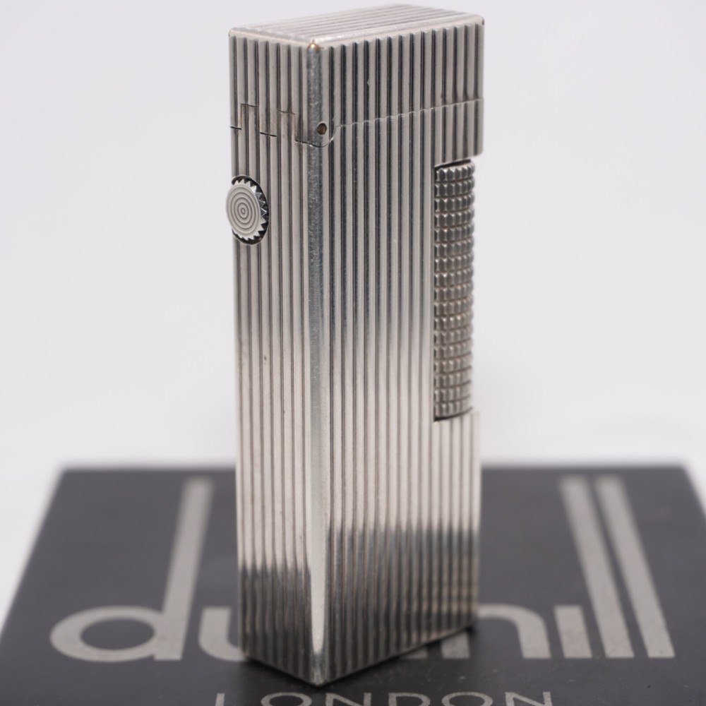 Dunhill Lighter Silver Stripe Pattern-Ultrasonically cleaned_Working