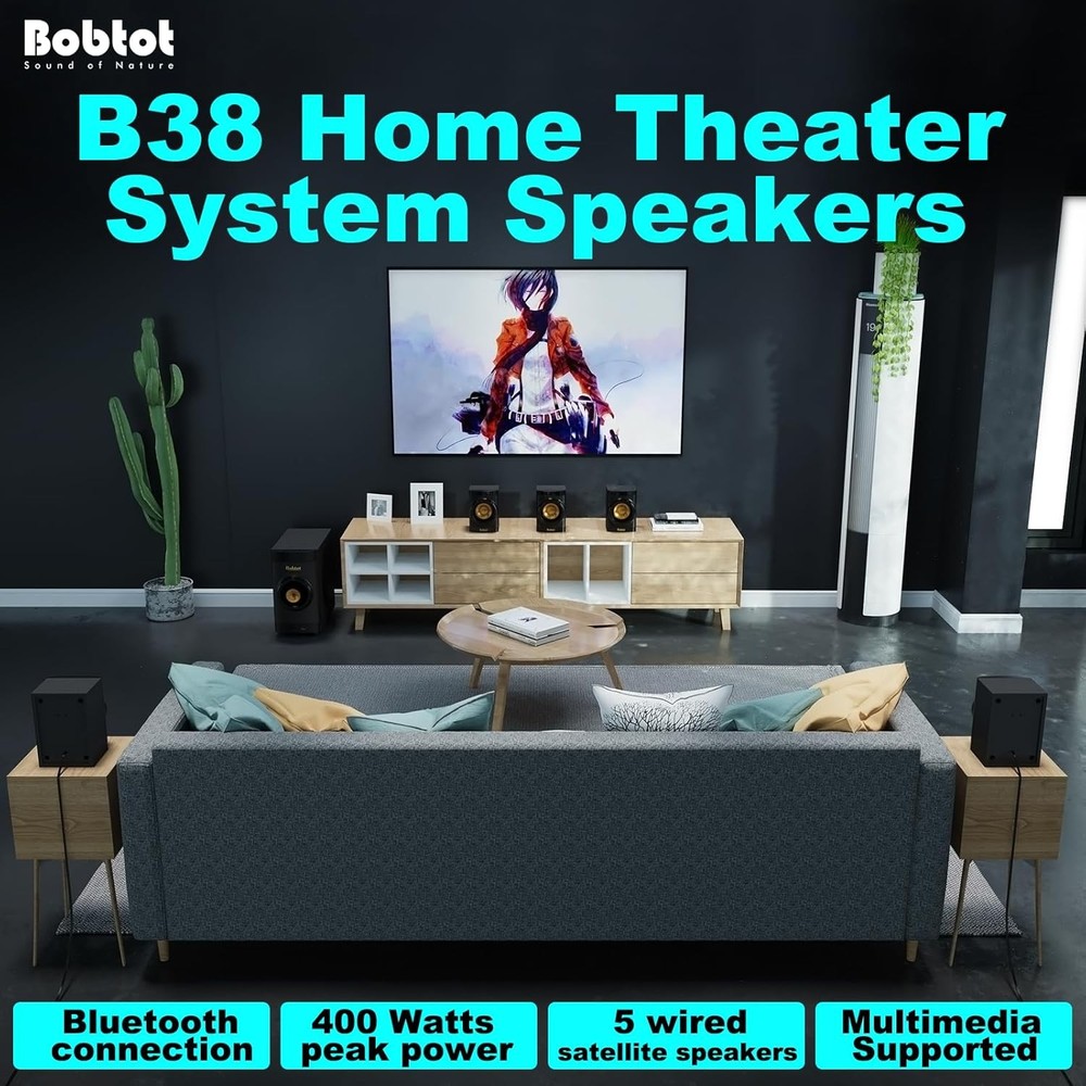 5.1 Home Theater System w/ 4" Subwoofer Bluetooth ARC Optical
