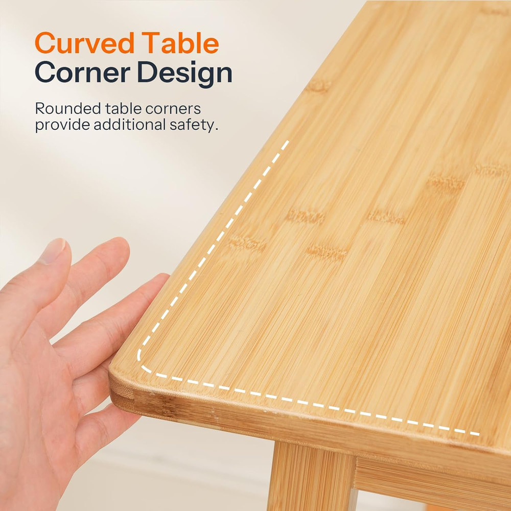 Bamboo Dining Table, Square Dining Table for 2, 27.6" Kitchen Table for Small Sp