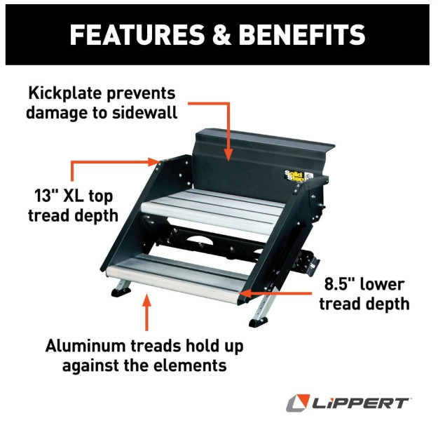 Lippert 733932 30" Premium Double Solid Step