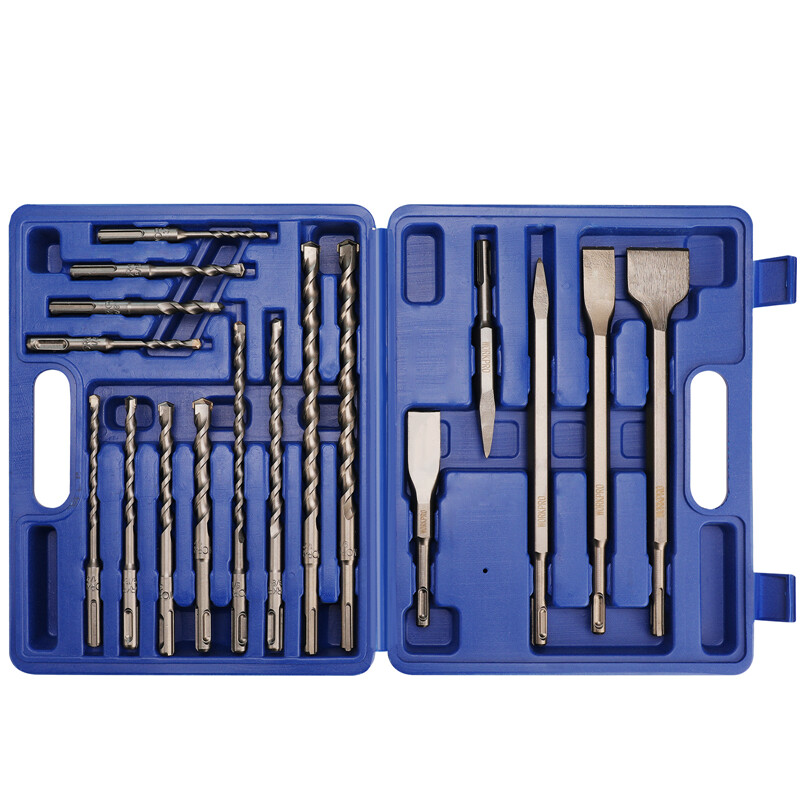 WORKPRO 17PC SDS-Plus Rotary Hammer Drill Bits Chisel Set Carbide-Tipped Masonry