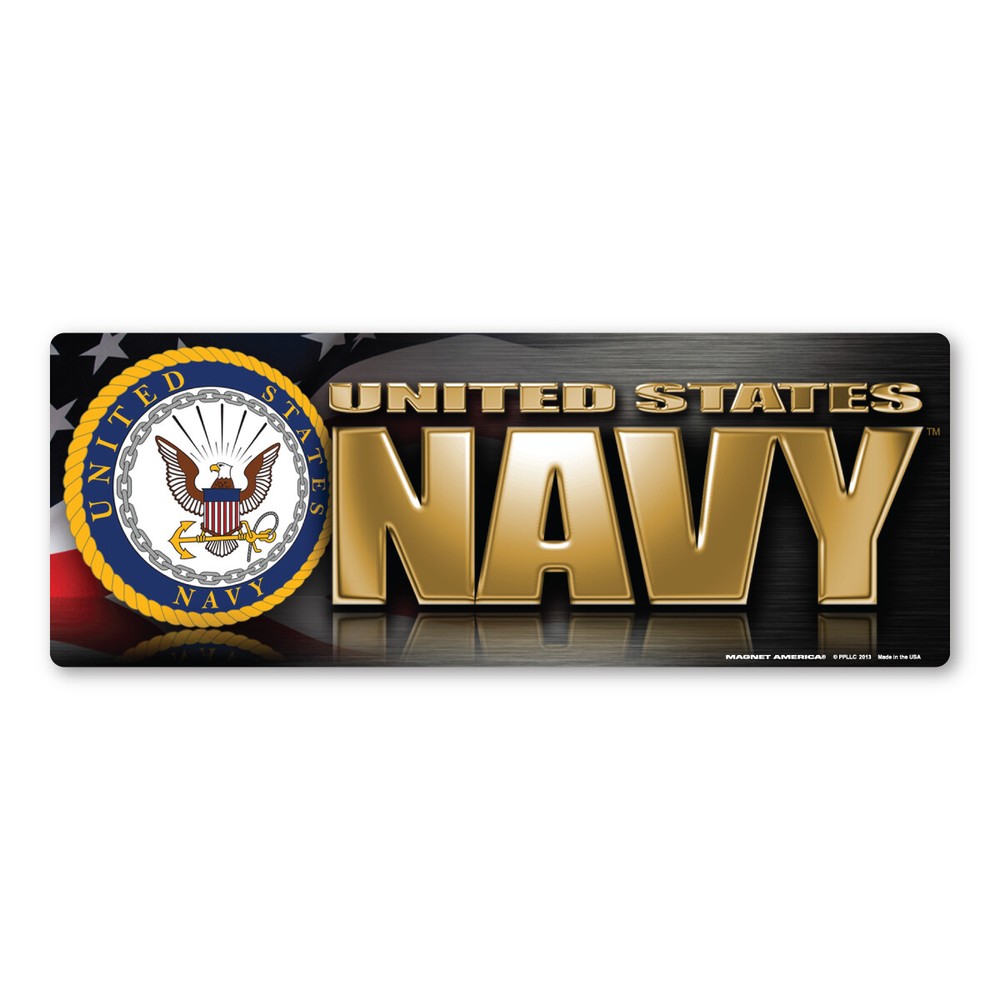 Navy Chrome Bumper Strip  Magnet
