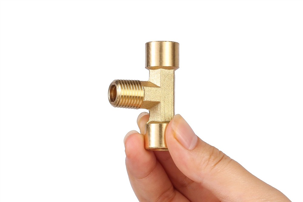2 Pack 1/4" NPT Brass Tee Pipe Fitting,T Shape 1/4 inch,