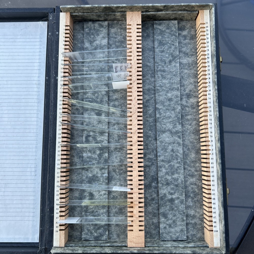 Microscopic Preparations Antique Microscope Slide Carrying Case Black