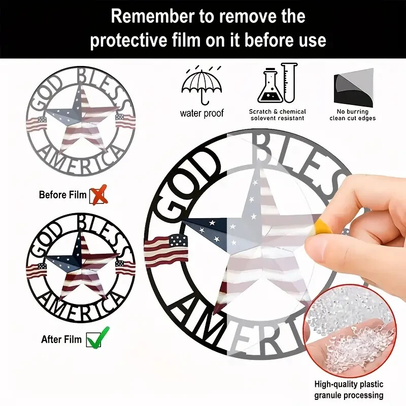 God Bless America Double Sided Round Dyed Acrylic Decor