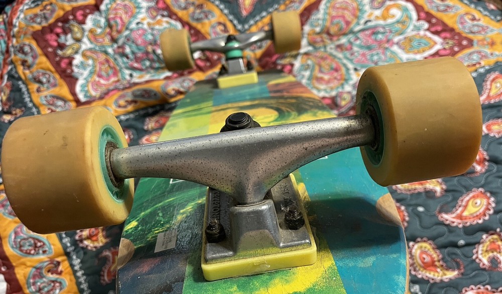 authentic “KRYPTONICS” SKATEBOARD solid wood board WOODEN **NEEDS MINOR REPAIR**