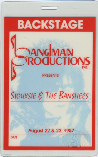 SIOUXSIE & THE BANSHEES 1987 LAMINATED BACKSTAGE PASS