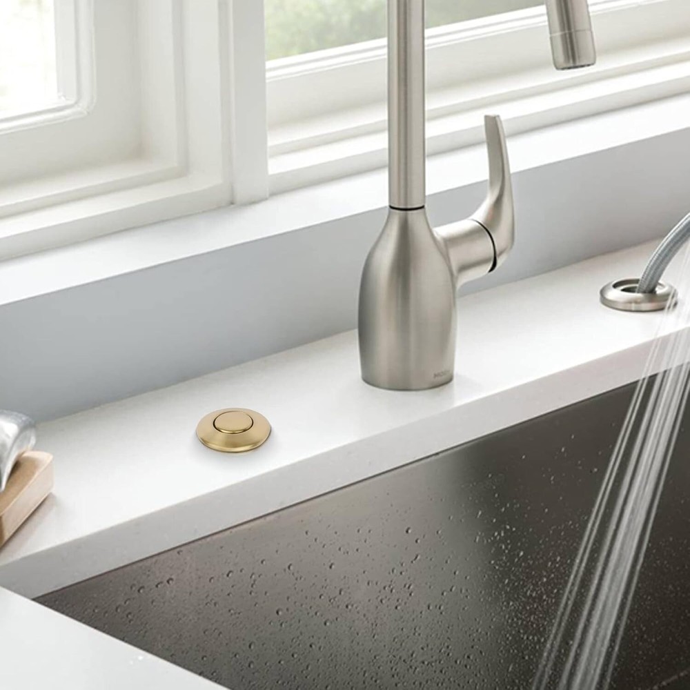 2" Brushed Gold Push Button Disposal Air Switch - Elegant Aluminum Power Module