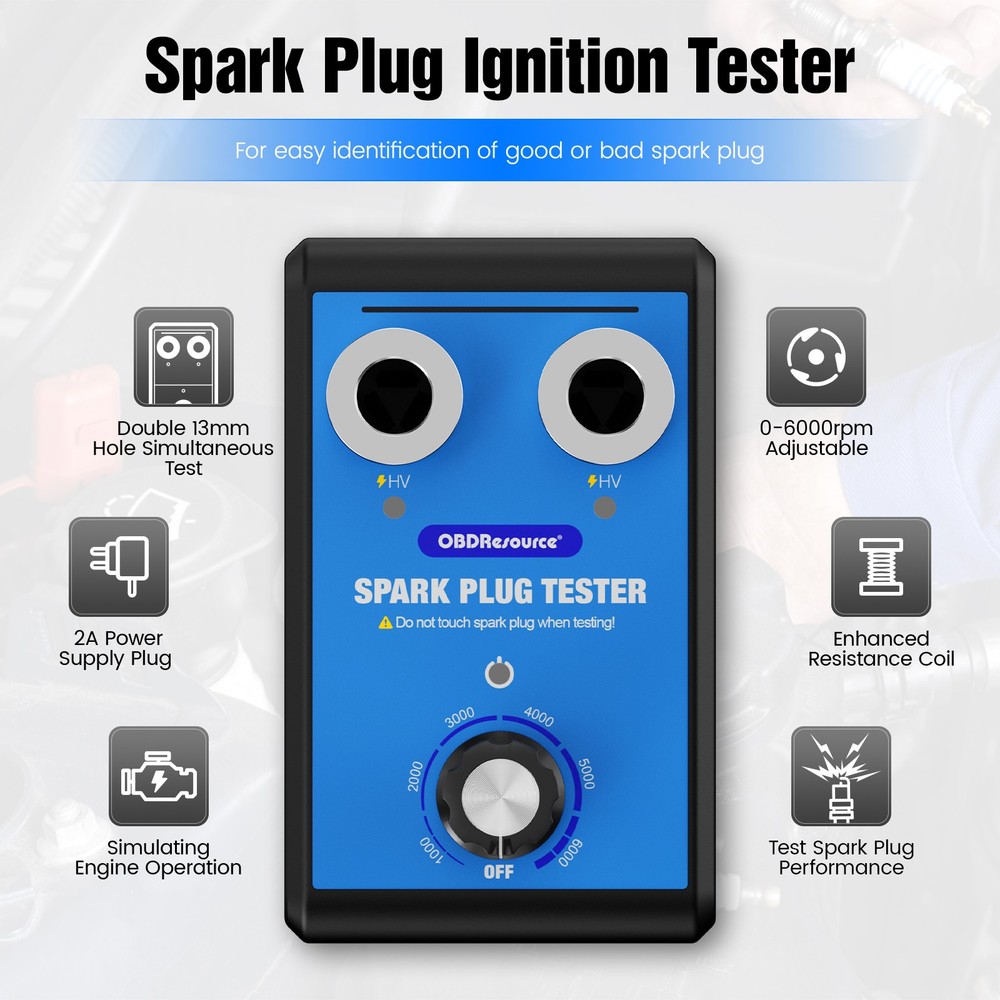 2025 Spark Plug Tester Dual Hole Diagnostic Tool Gasoline Car Ignition Analyzer