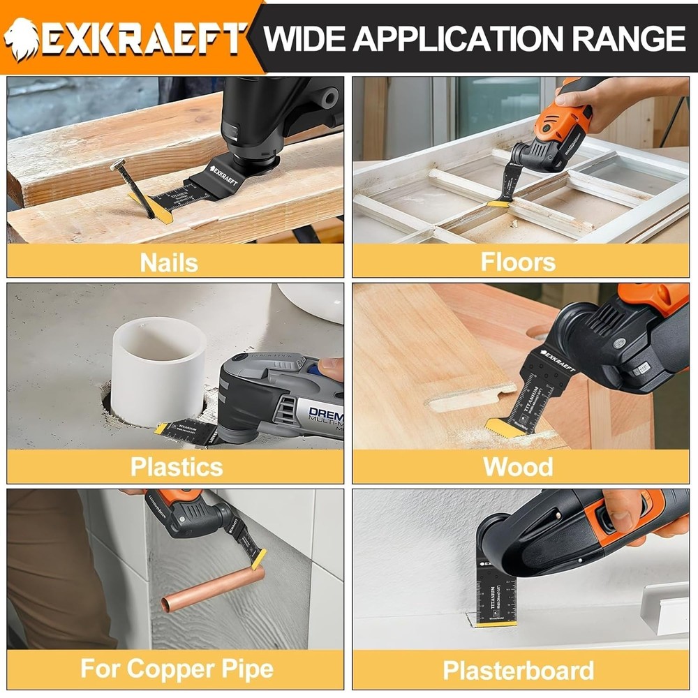 18 PCS Titanium Oscillating Tool Blade, Professional Universal Multitool Blades