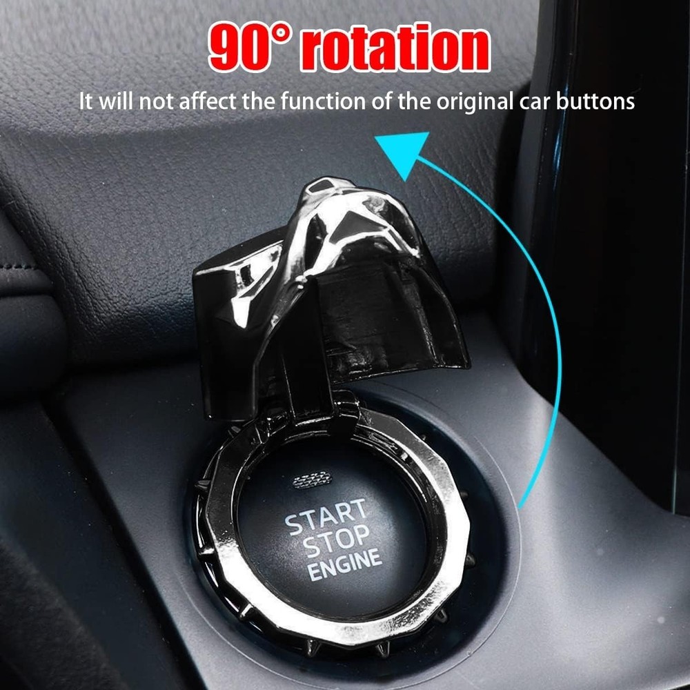 Car Push Start Button Cover, Rhinestone Engine Start Stop Button Black