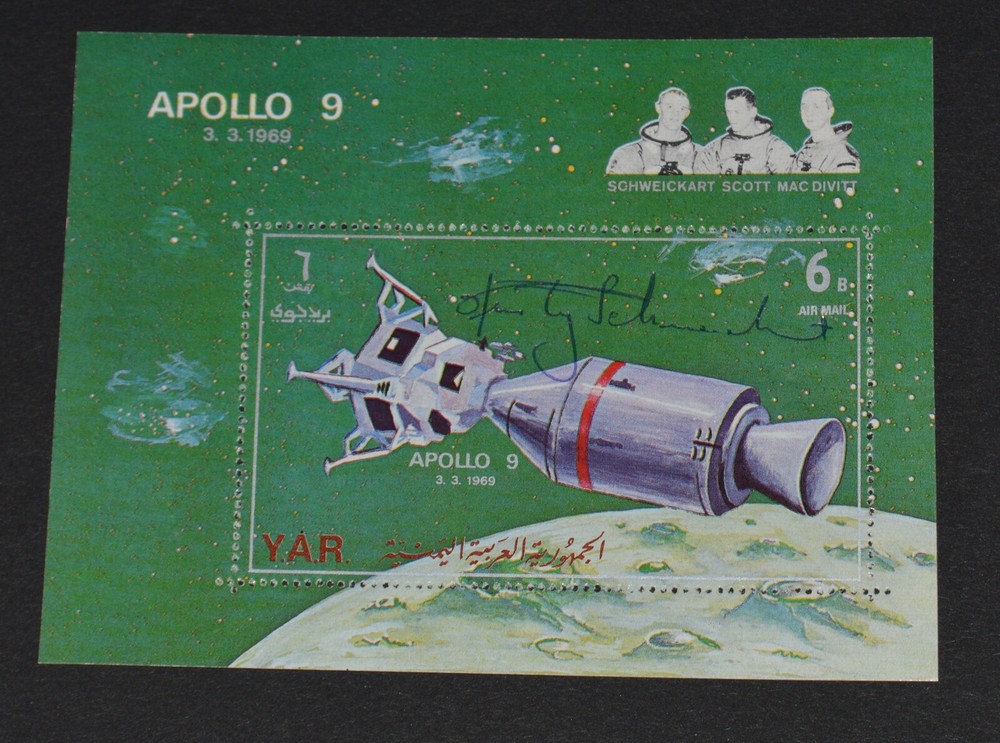 Rusty Schweickart - Apollo 9 Astronaut Signed Sieger Stamp Block Autograph