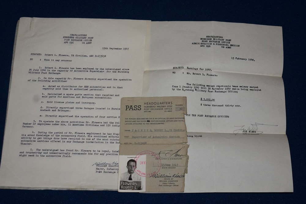 WWII Occupied Germany Nuremberg Trails Post Office ID and Documents Army
