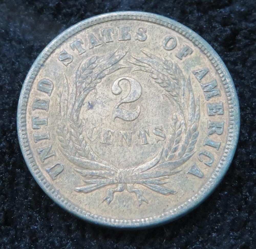 1865 Two Cent Piece * Repunched Date * Doubled 1 and 8 * 5673