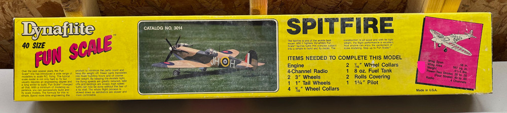 Dynaflite 56" Spitfire 40 Size Fun Scale RC Airplane Kit