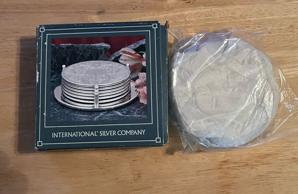 Vintage Silver Plate Coaster Set. 7 Pc ( New) International Silver Comp…