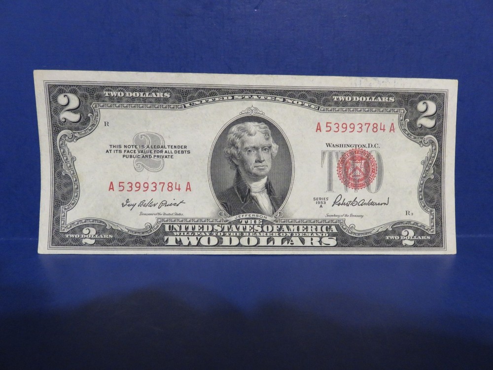 1953 $2 Two Dollar Bill Red Seal Note 784A***411-6