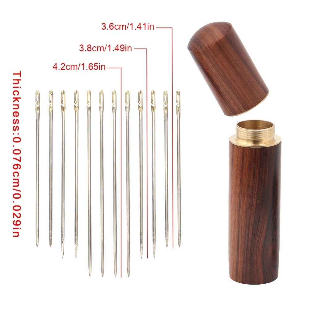 12pcs Hand Sewing Needles Set w/ Threader & Storage Box - NEW