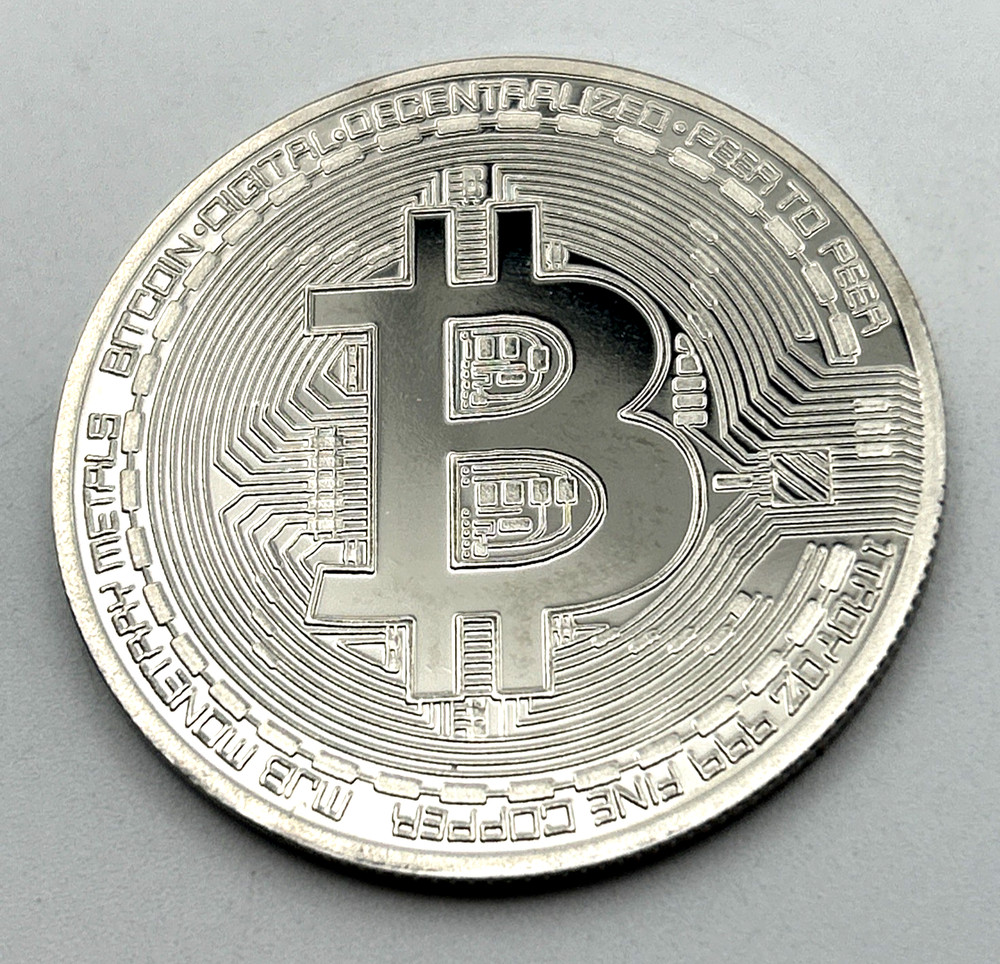 Physical Bit coin Commemorative Token Coins 40mm Silver Finish
