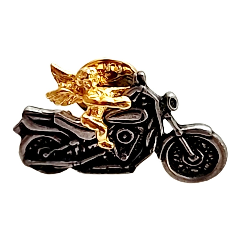 GUARDIAN ANGEL RIDING A MOTORCYCLE HAT PIN
