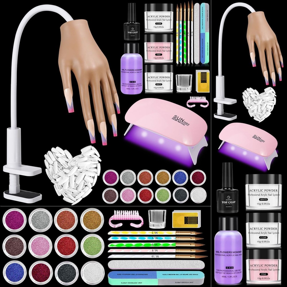 Acrylic Nails Practice Hand Kit - Flexible Silicone Mannequin for Nail Extension