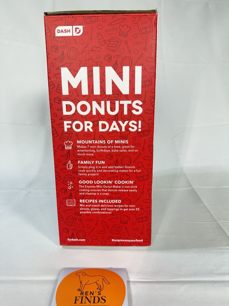 Dash Express Mini Donut Maker Aqua Non-Stick Coating. NEW OPEN BOX