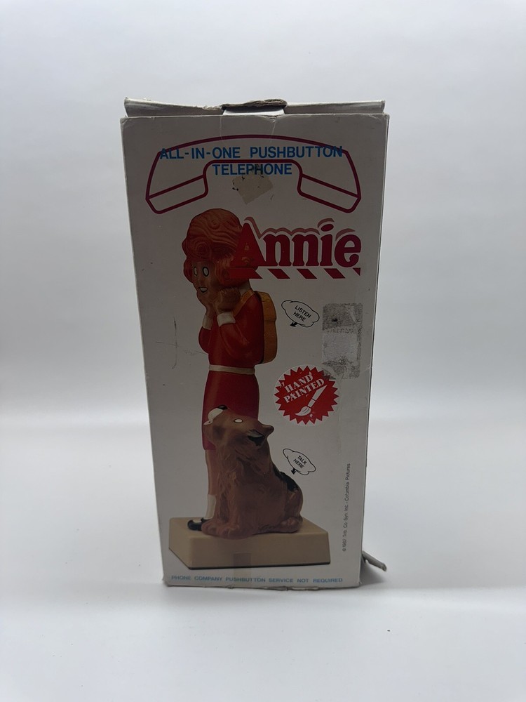 1982 Orphan Annie Telephone Sandy Hand Painted Plastic Com Vu W/ Box UNTESTED