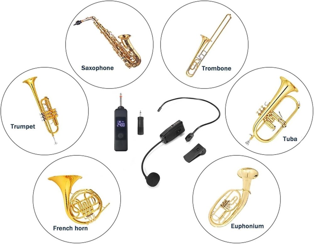 Wireless Saxophone Microphone System, Clip on Instrument Microphone Suitable for