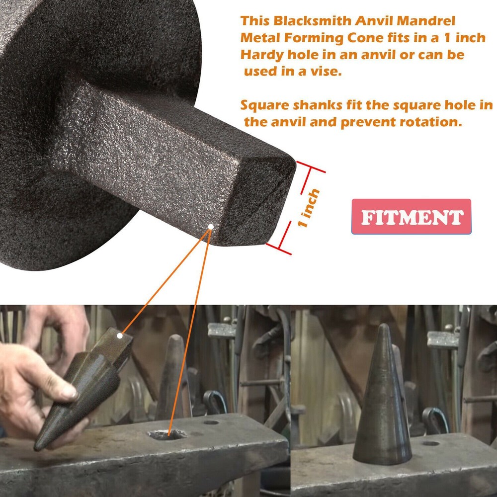 Blacksmith Anvil Mandrel Metal Forming Cone 1" Hardy Tool