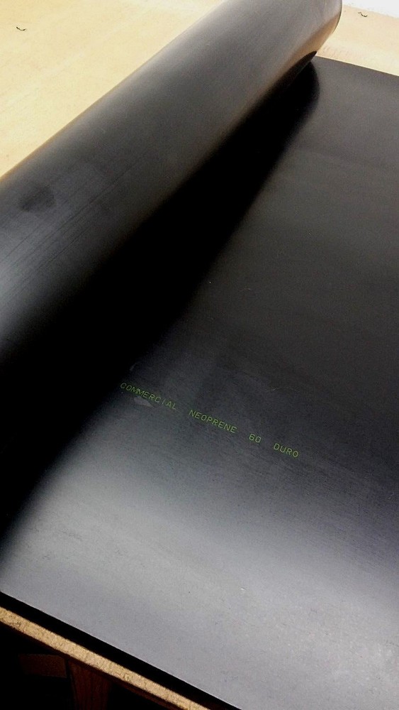 Neoprene Rubber Sheet -Solid 3/8"Thk x 2" x 24" Rect Pad 60 Duro Std Flex